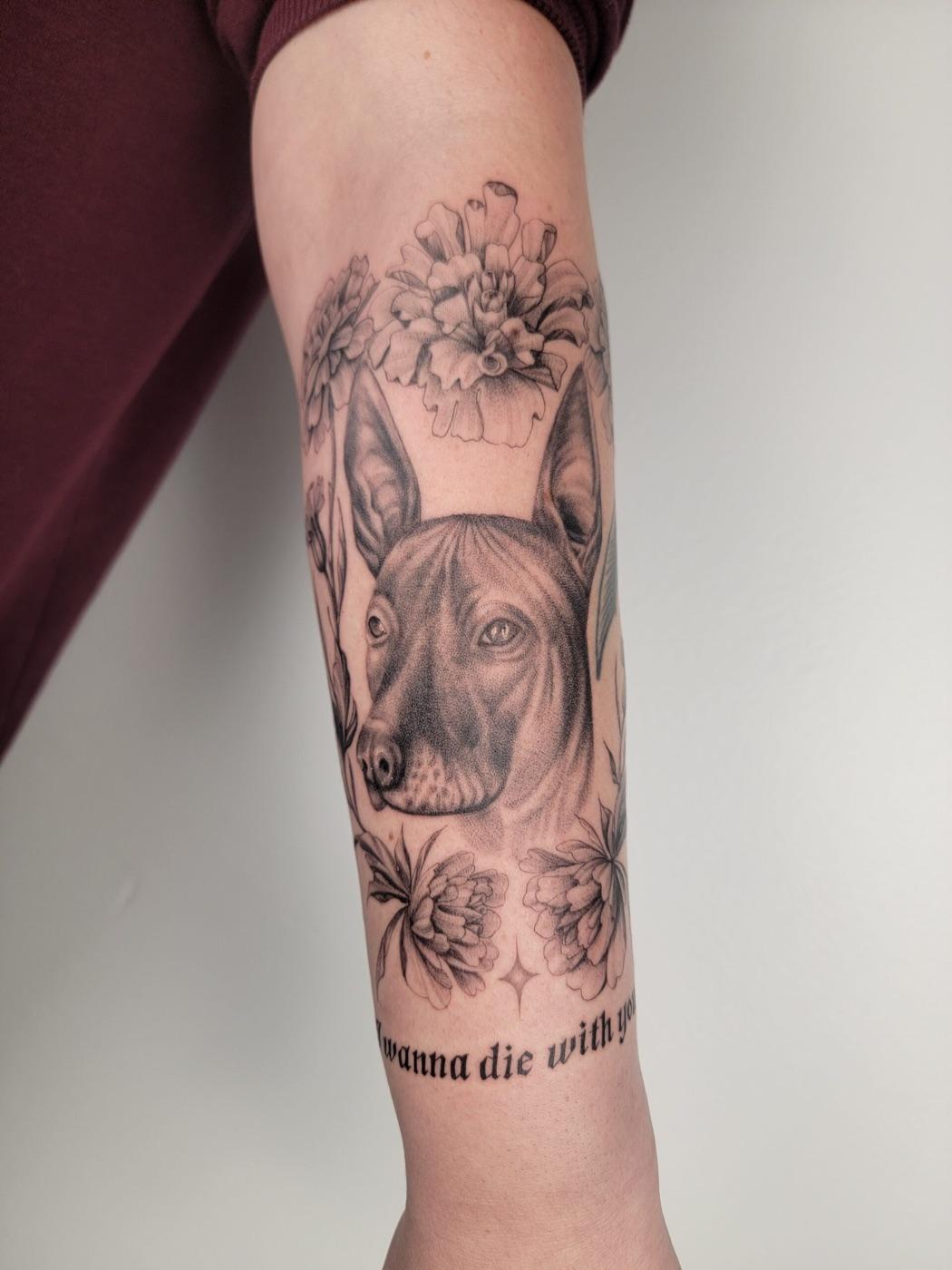Dog portrait tattoo