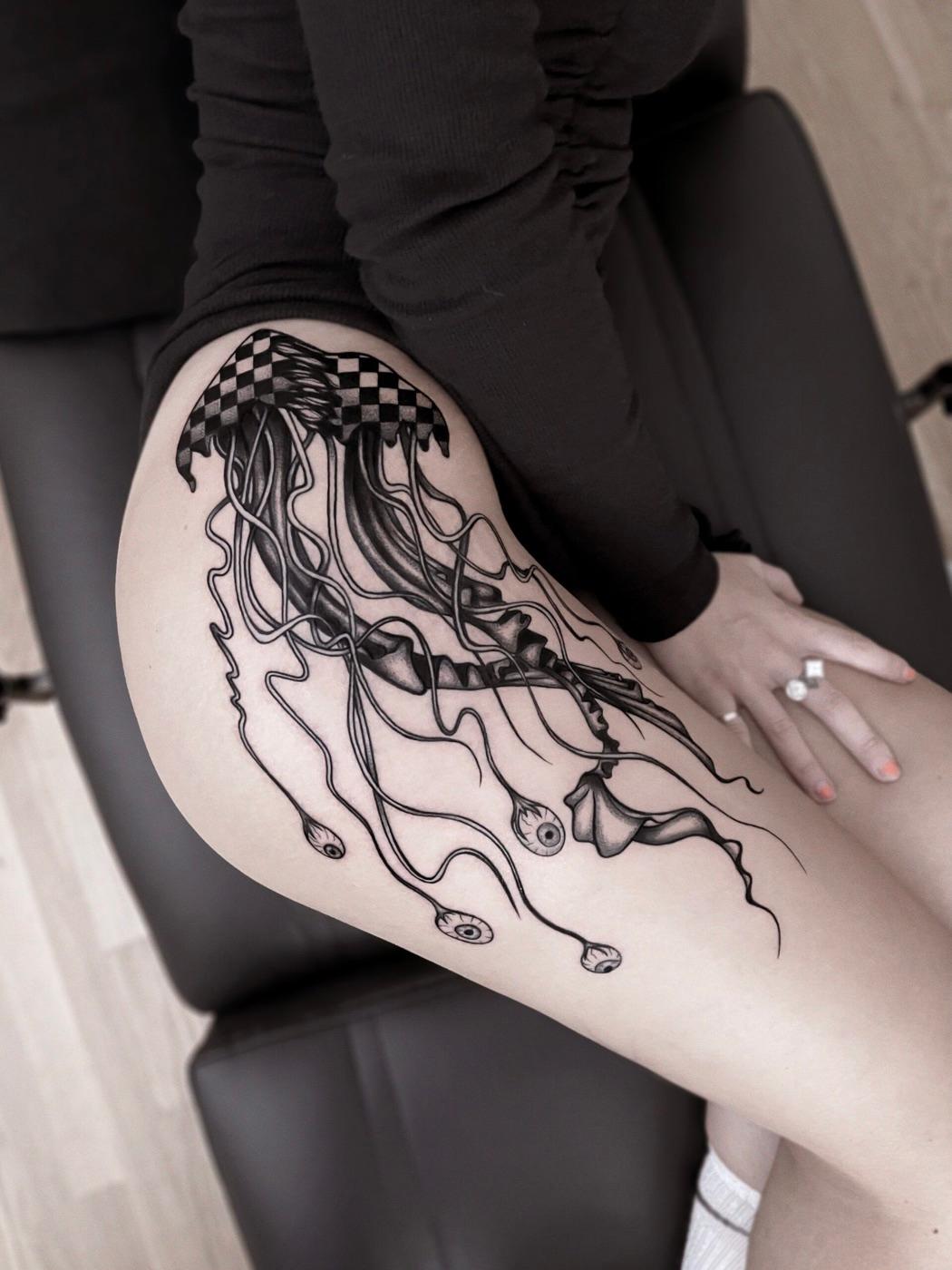 Illustrative jellyfish tattoo