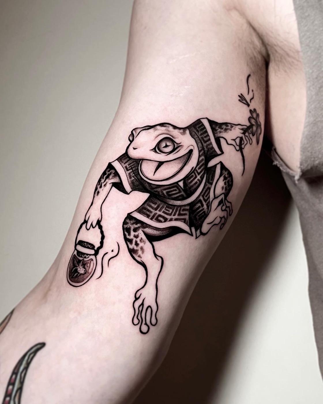 Samurai frog tattoo