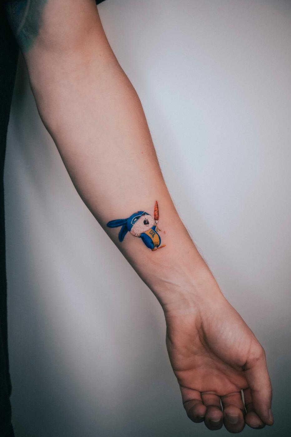 Bunny with carrot tattoo