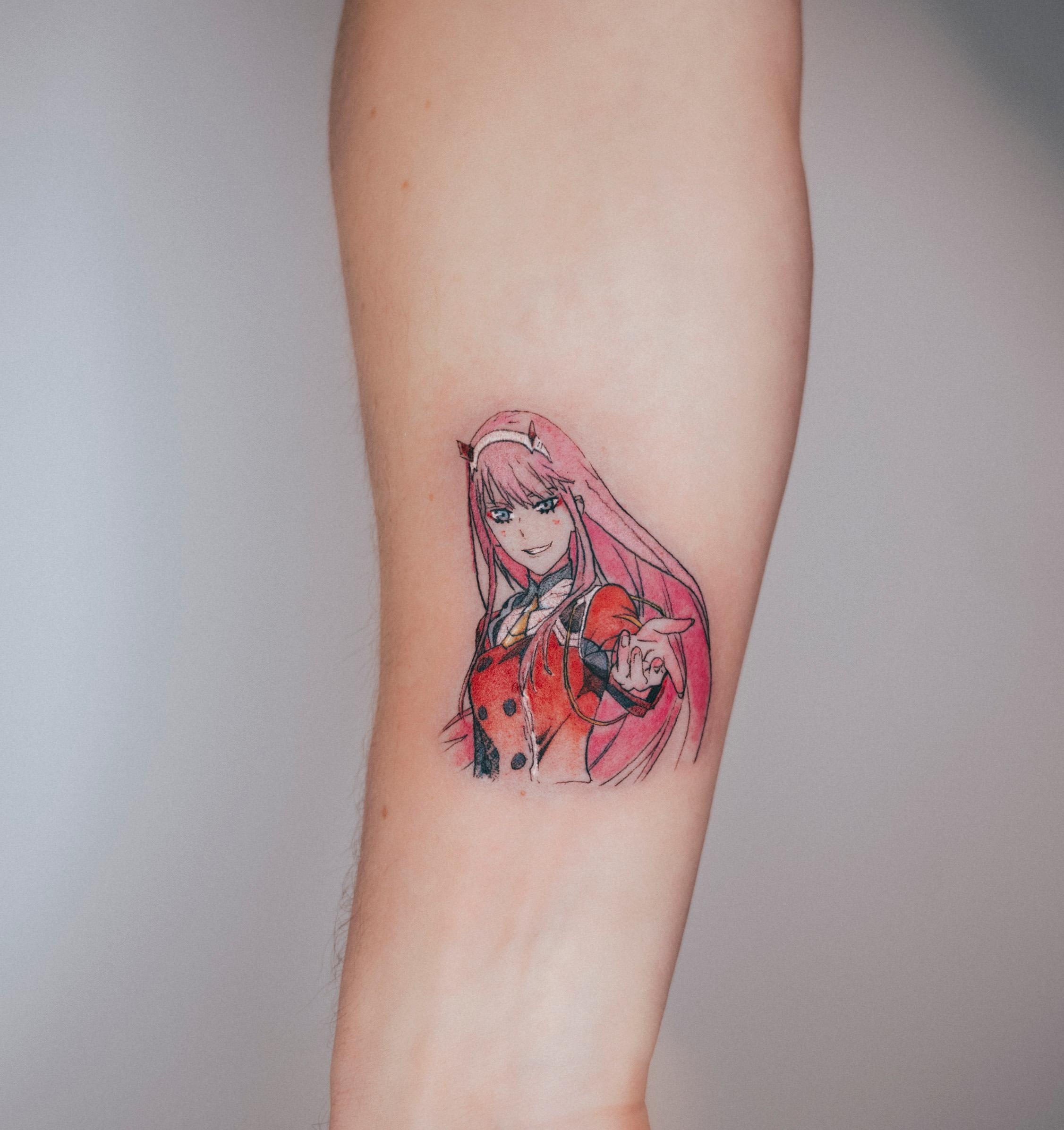 Color anime girl tattoo